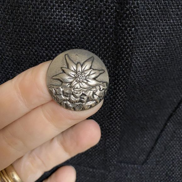 H Moser Linen Blazer Jacket Size 36‎ Mode Aus Salzburg Austrian Antler Edelweiss - Picture 6 of 12